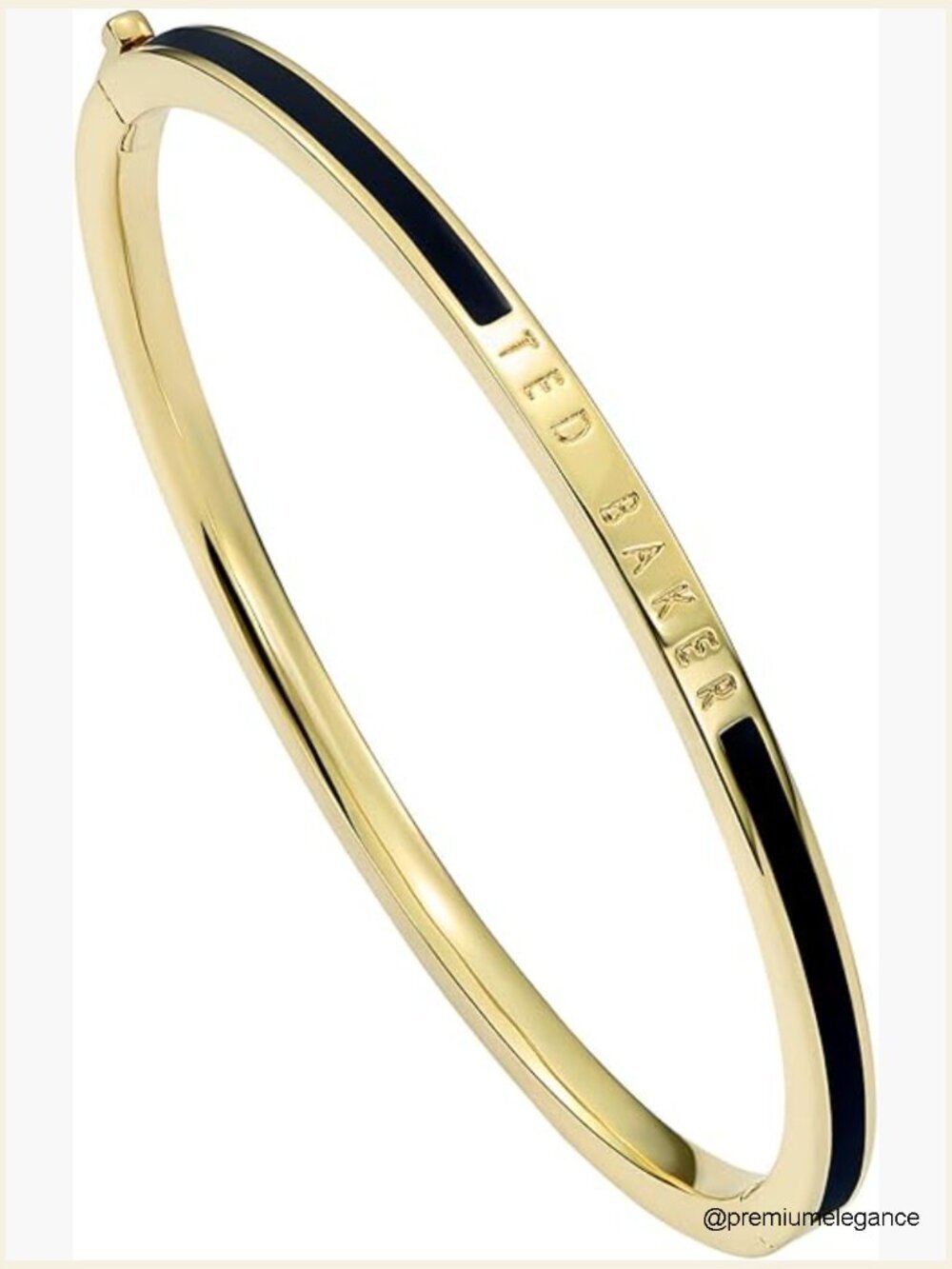 Gold-Tone Enamel Bangle Bracelet Hinged Closure